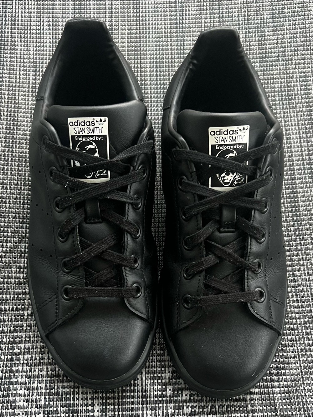 Adidas Stan Smith Black Leather Low Top Sneakers Size 6.5 M20604